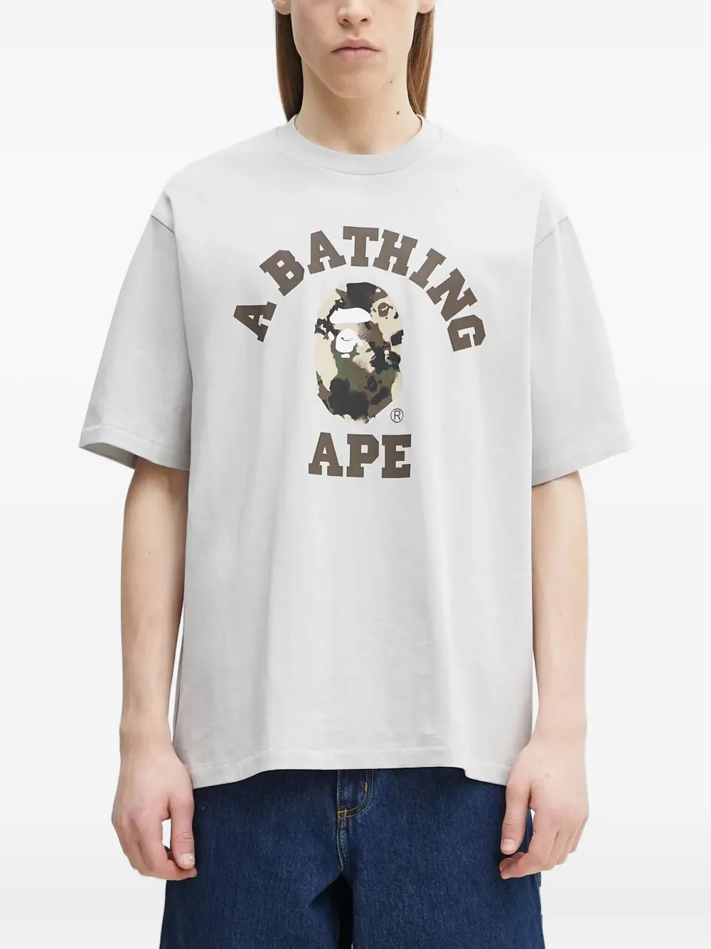 A BATHING APE logo-print T-shirt Grijs