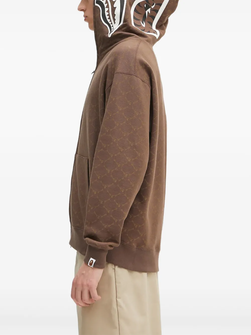 A BATHING APE College Monogram shark-motif zip-up hoodie Bruin