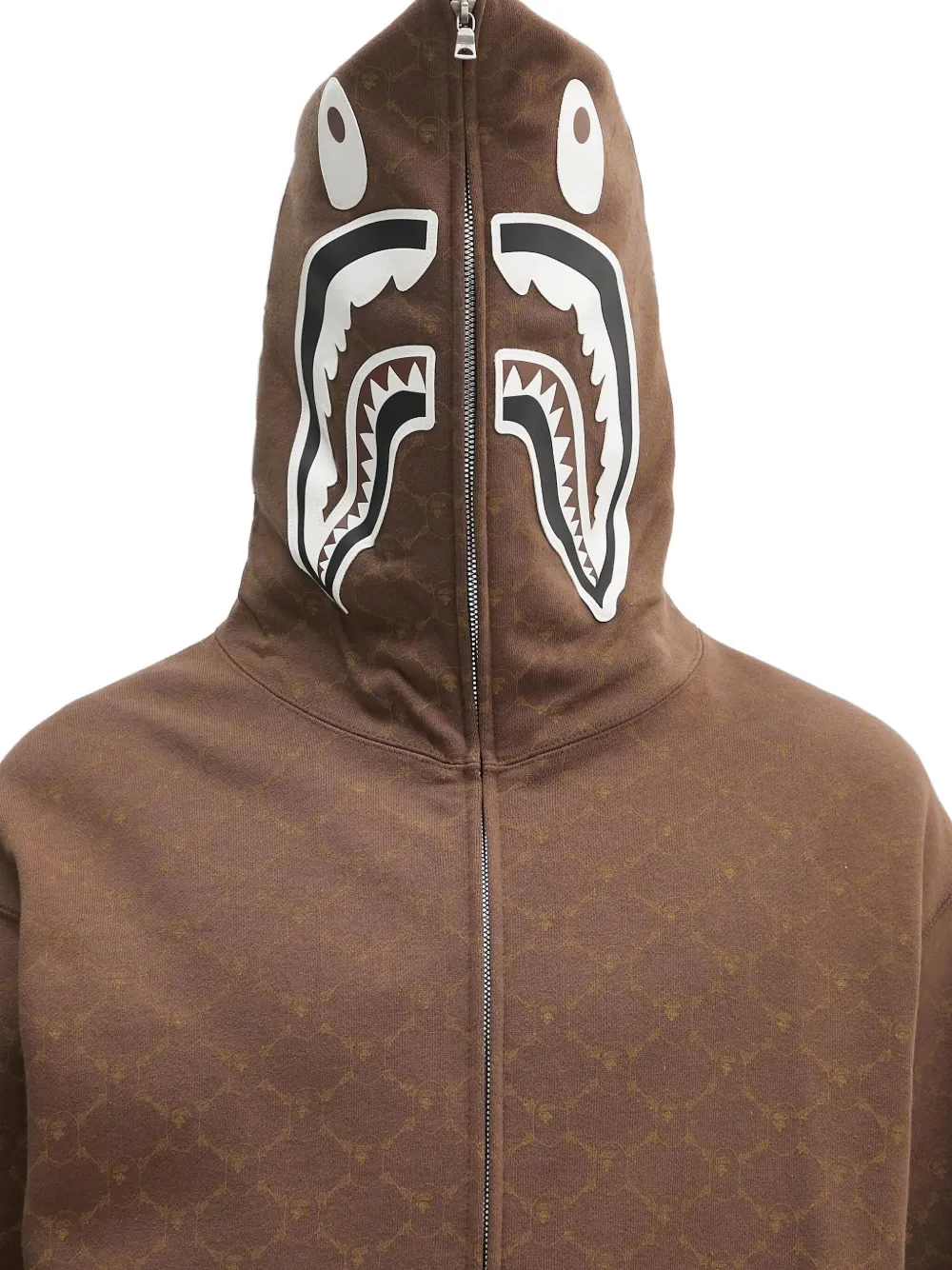 A BATHING APE College Monogram shark-motif zip-up hoodie Bruin
