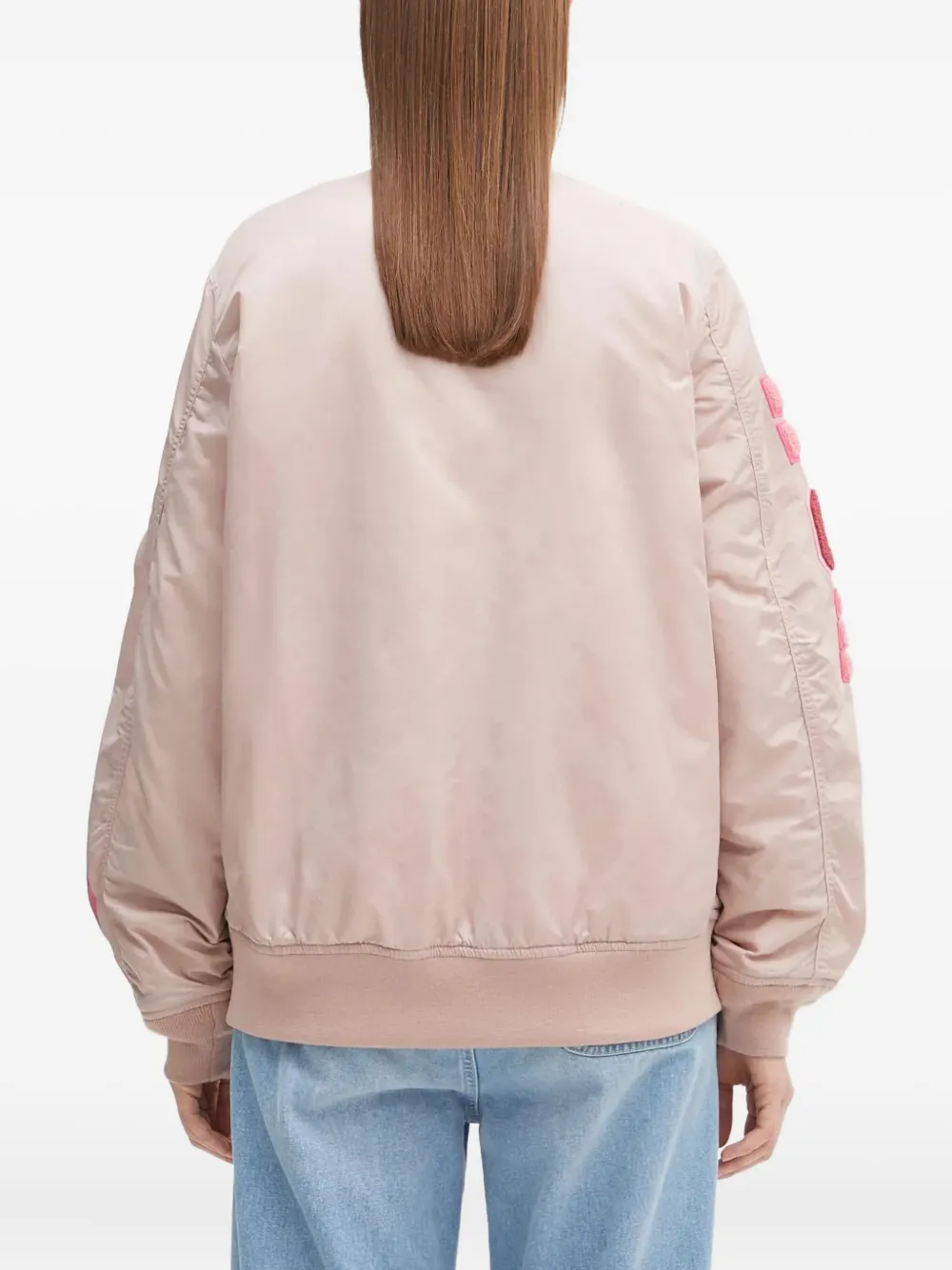A BATHING APE Bomberjack met geborduurde haaienkop Roze
