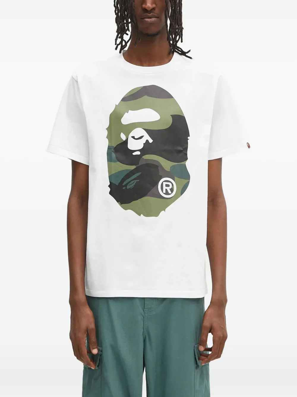 A BATHING APE Head camouflage-print T-shirt Wit