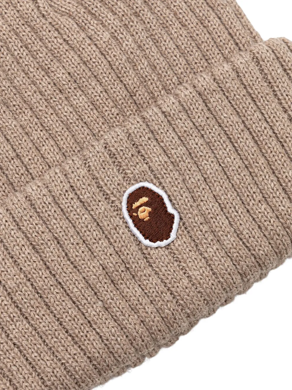 A BATHING APE Head ribbed-knit beanie Beige