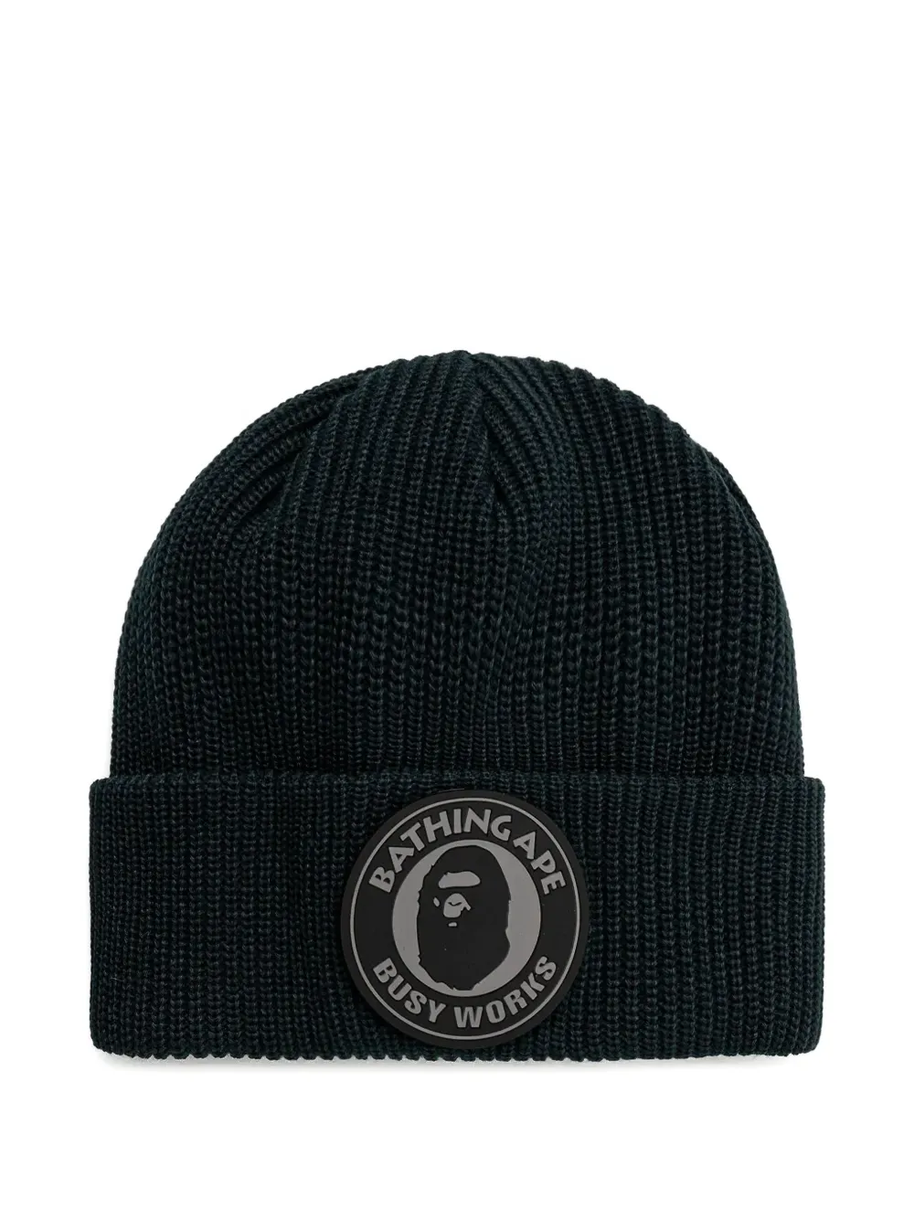 logo-patch ribbed beanie