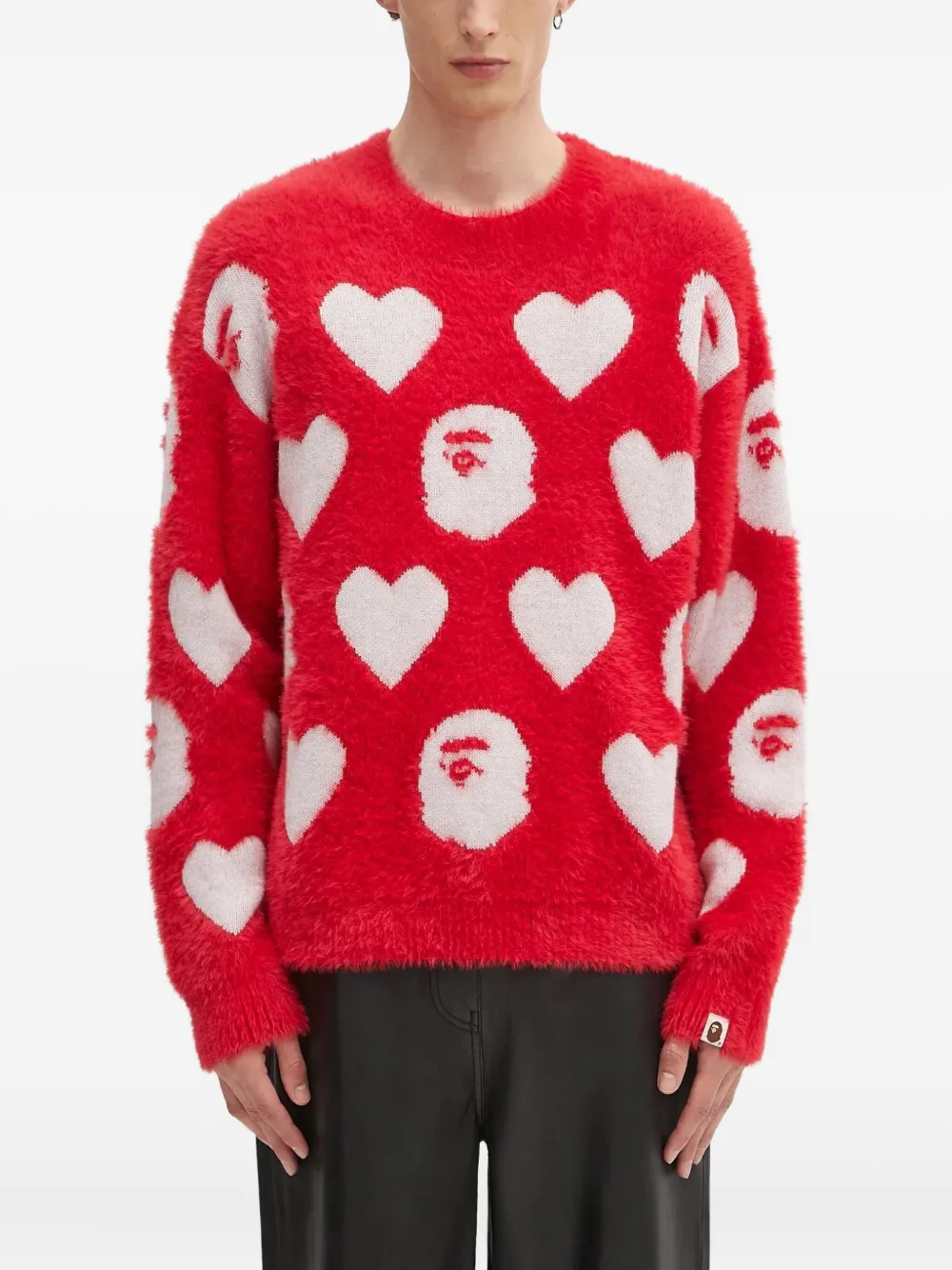 A BATHING APE® I Love Bape monogram sweater | Red | Image 1