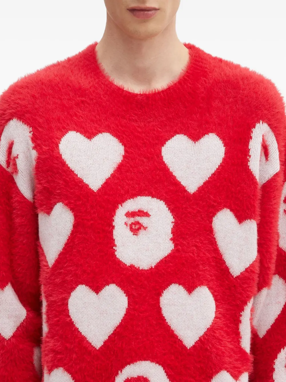 A BATHING APE I Love Bape monogram sweater Rood