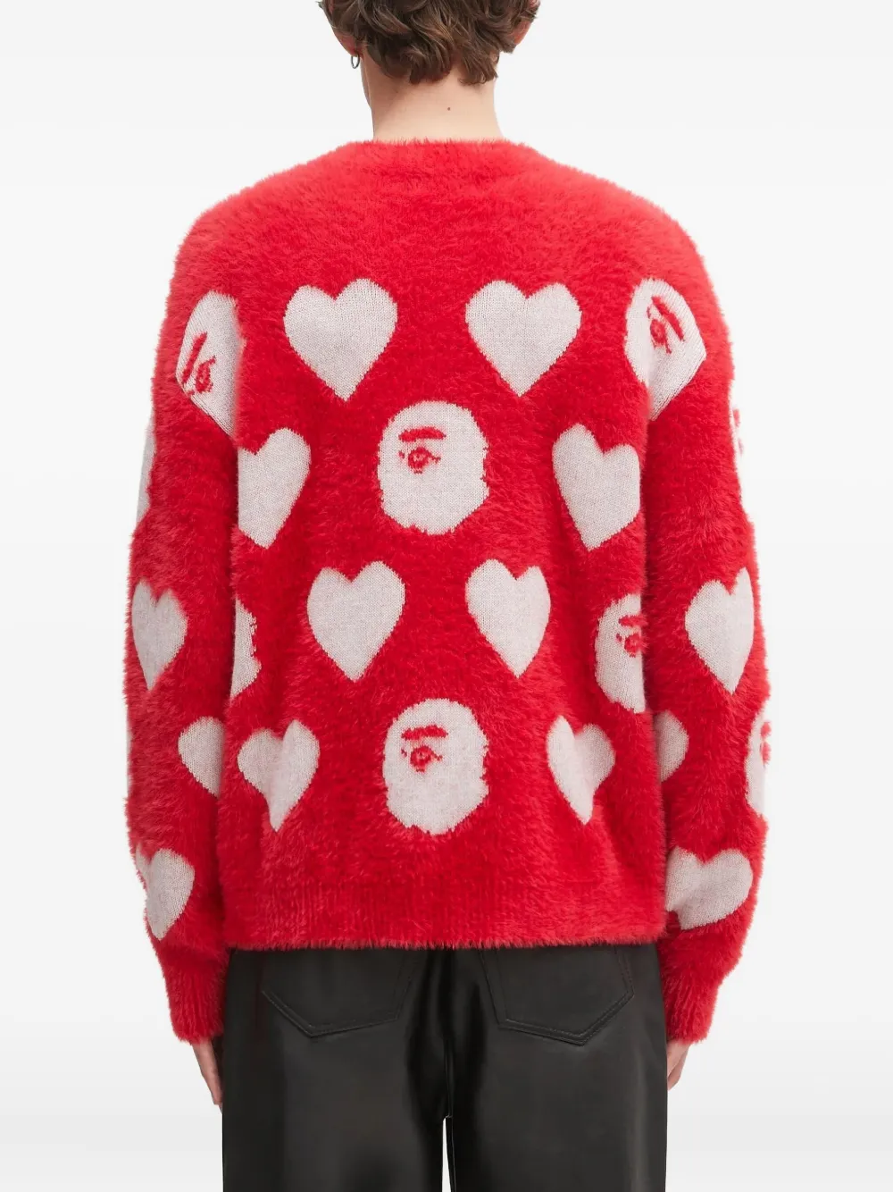 A BATHING APE I Love Bape monogram sweater Rood