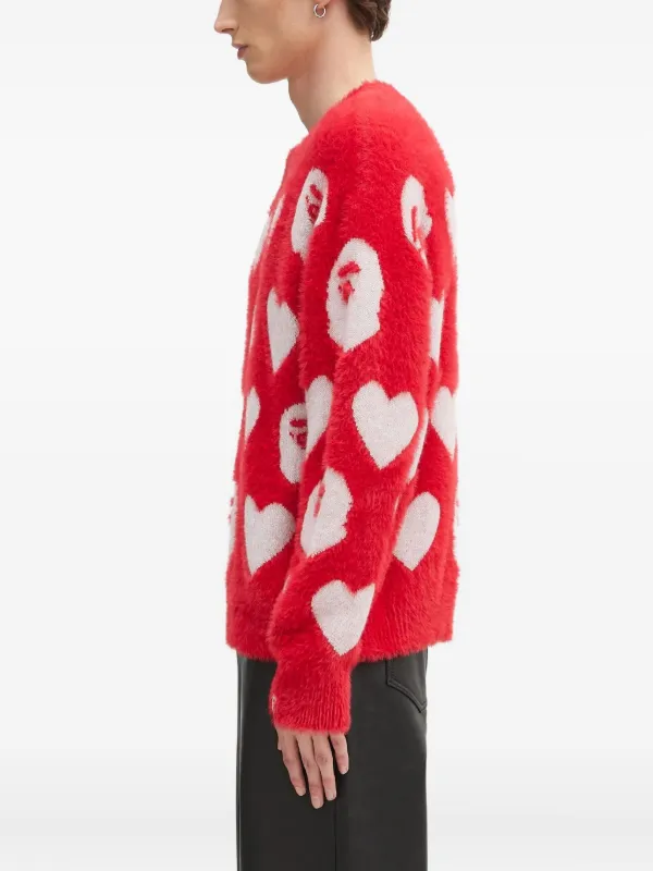 A BATHING APE® I Love Bape Monogram Sweater Red FARFETCH PH