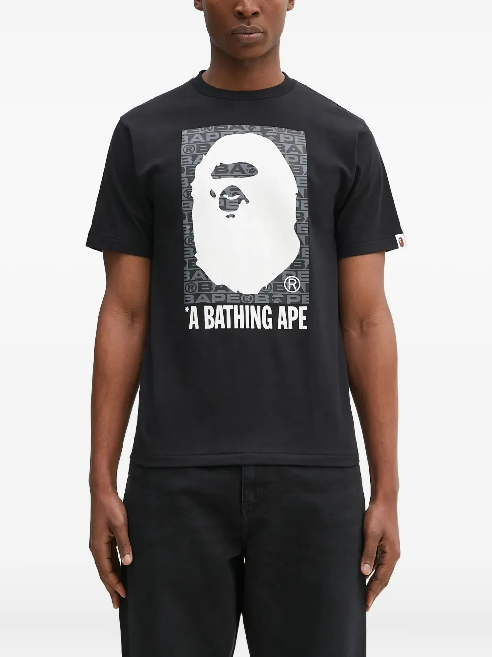 A BATHING APE logo-print T-shirt Zwart