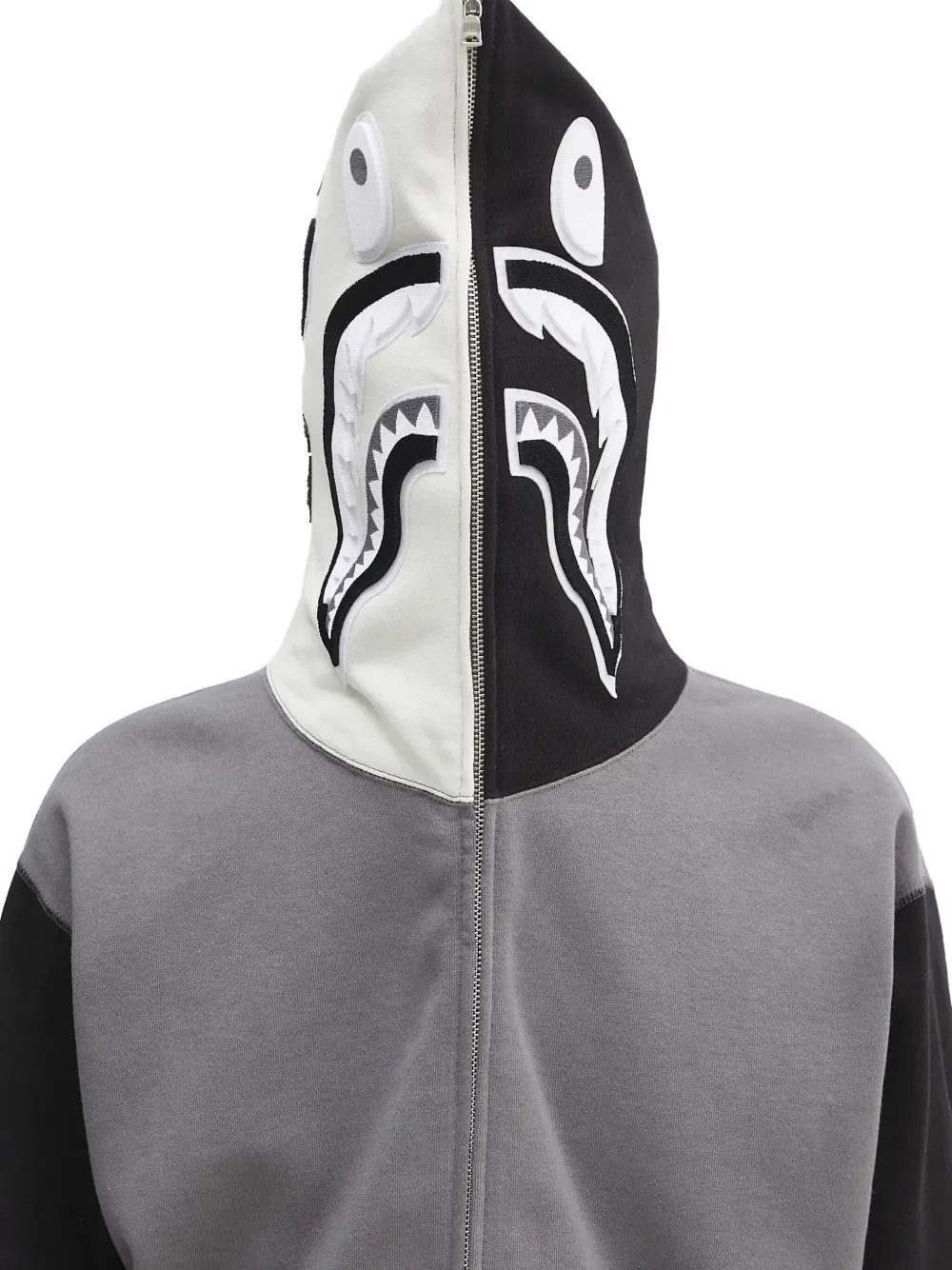 A BATHING APE shark-print zip-up hoodie Grijs