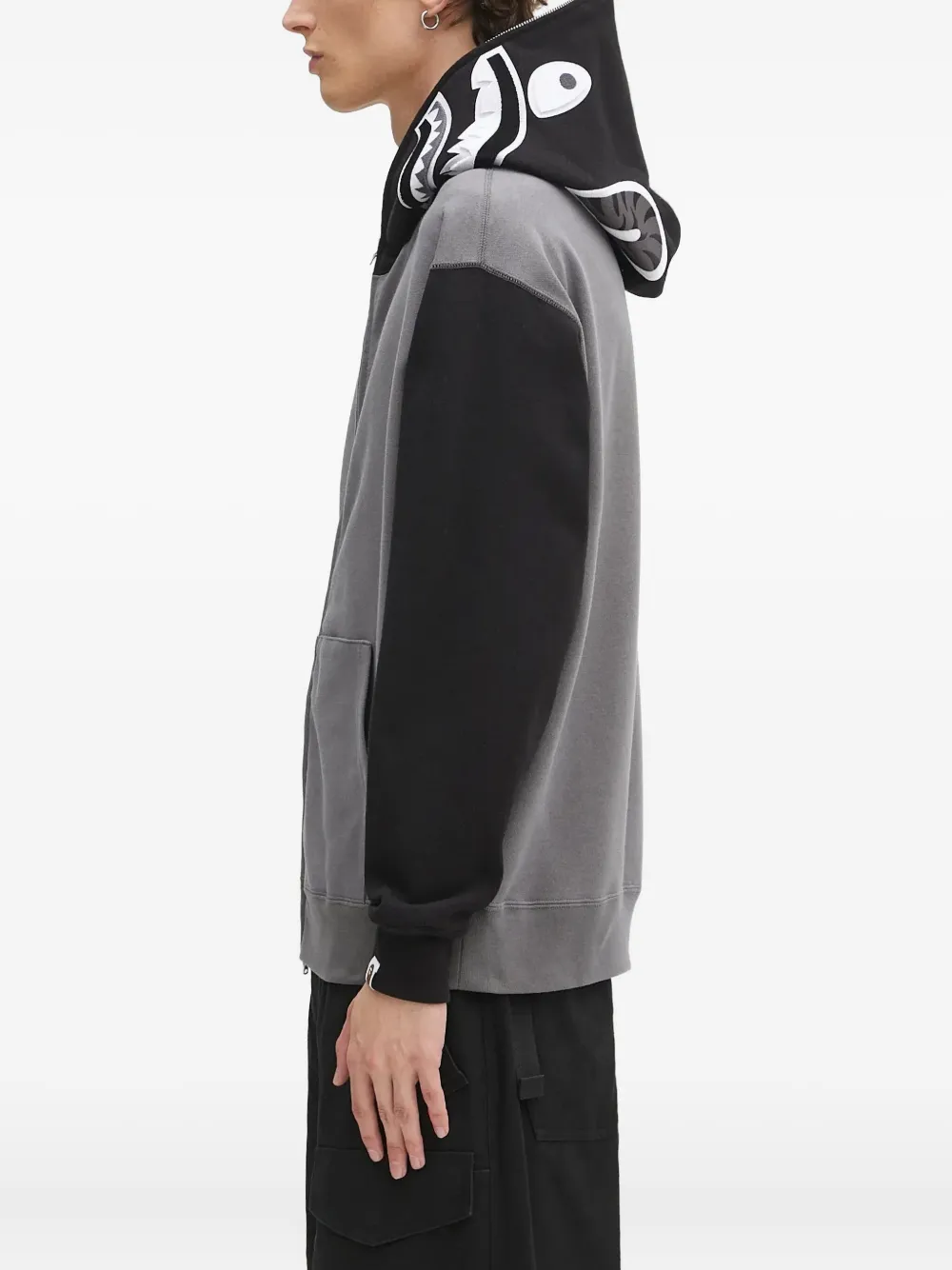 A BATHING APE shark-print zip-up hoodie Grijs
