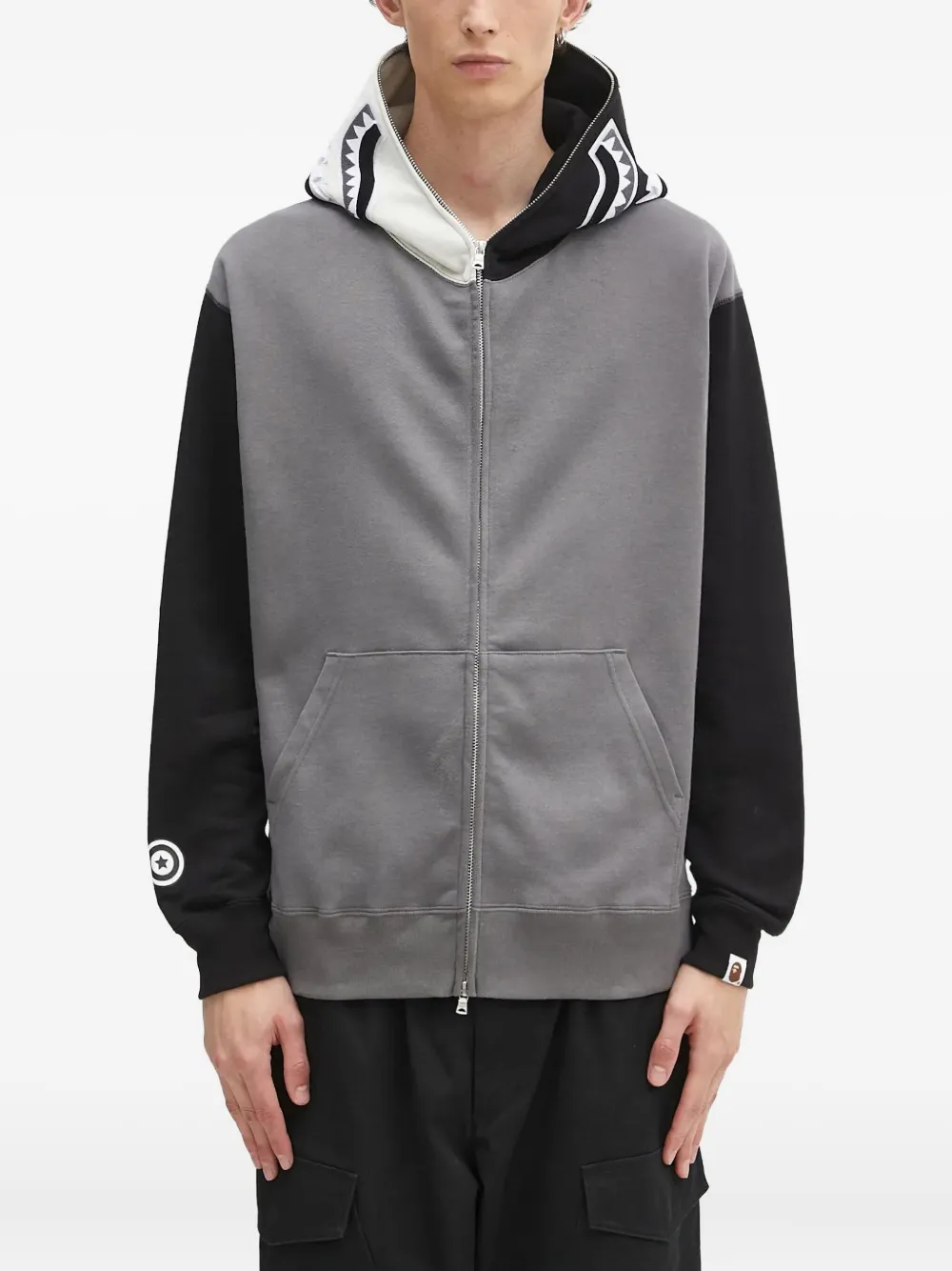 A BATHING APE shark-print zip-up hoodie Grijs