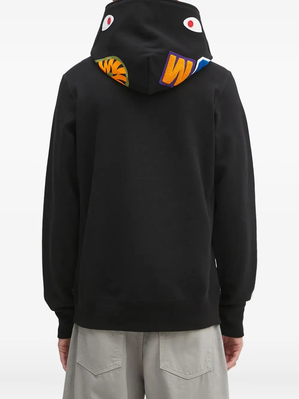 A BATHING APE shark-motif hoodie Zwart