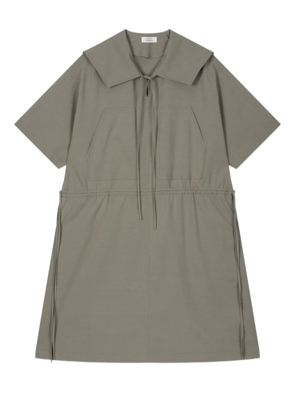 sailor-collar drawstring mini dress
