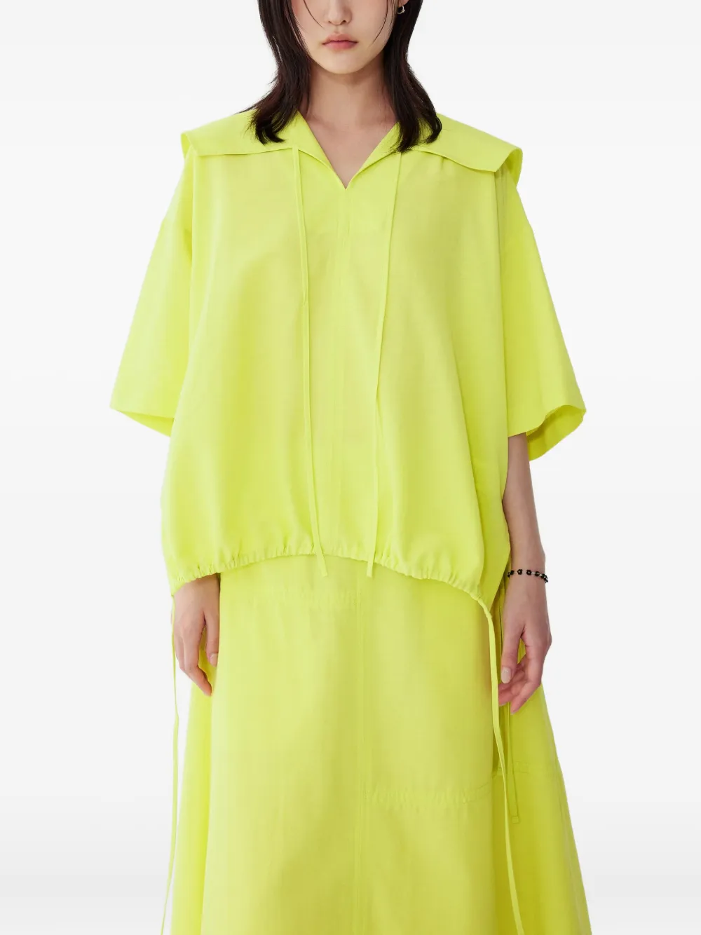 STUDIO TOMBOY Blouse met matrozenkraag en trekkoord Geel