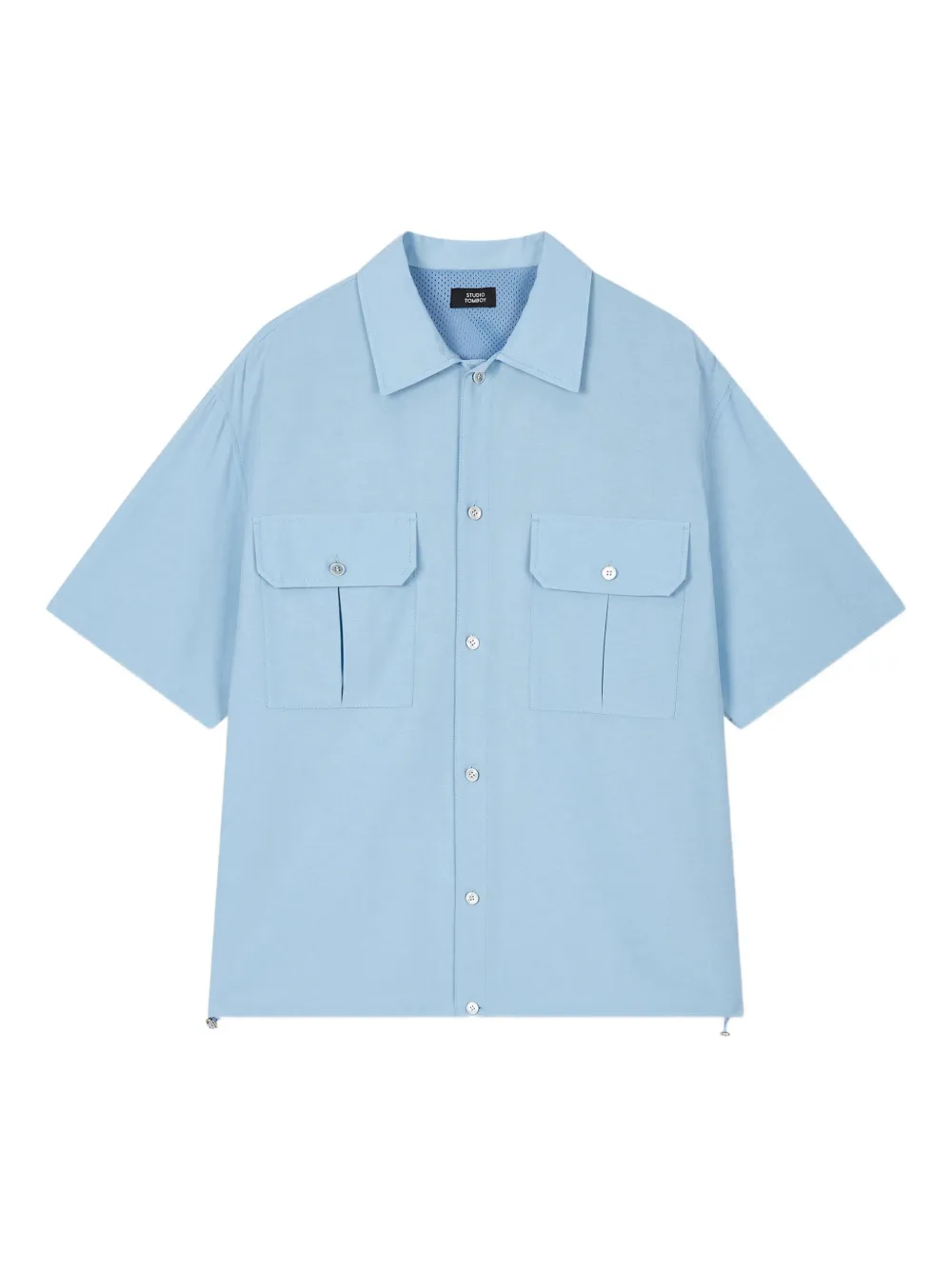 drawstring cotton-blend shirt