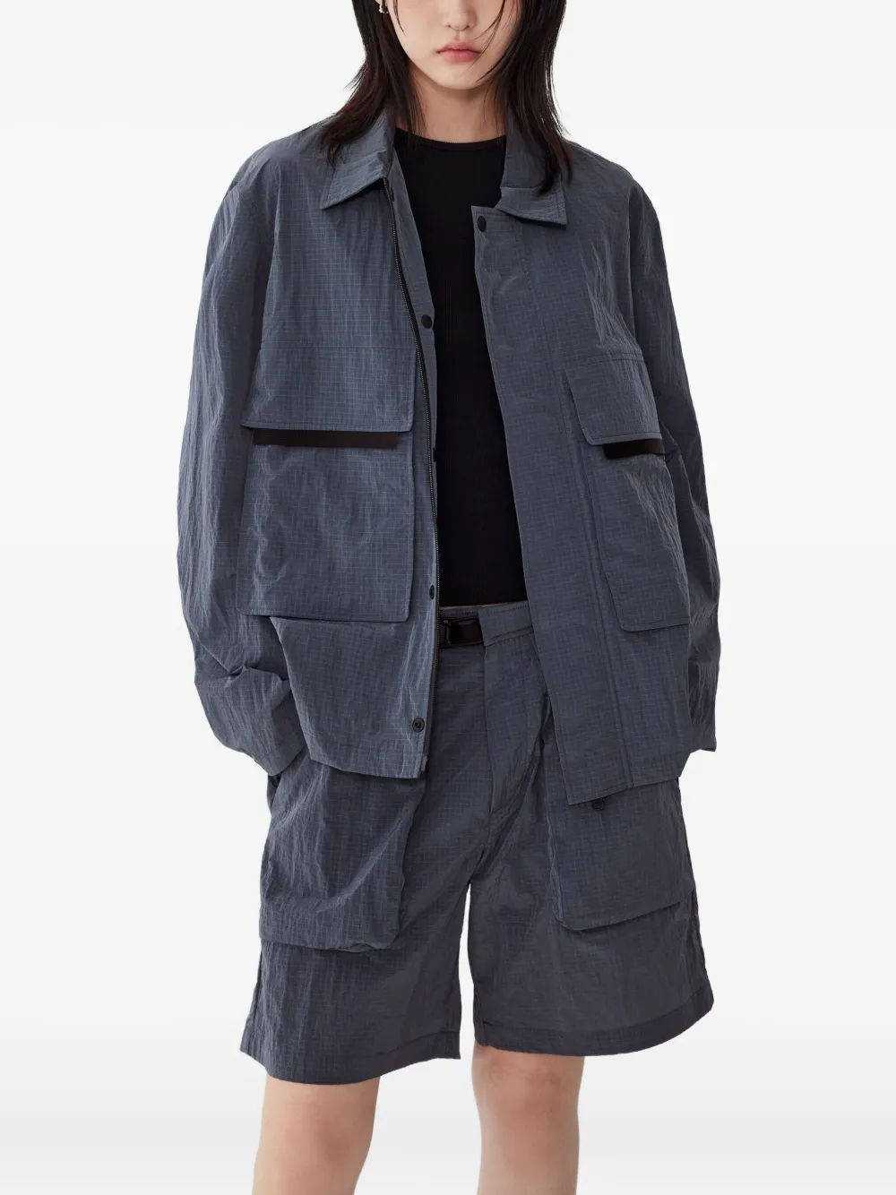 STUDIO TOMBOY Jack met cargo zak en patroon Grijs