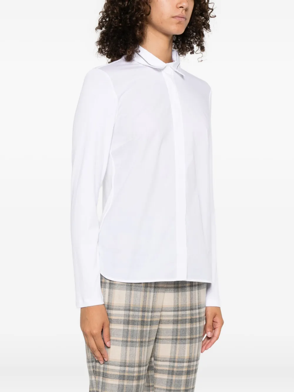 Peserico point-collar cotton-blend shirt Wit