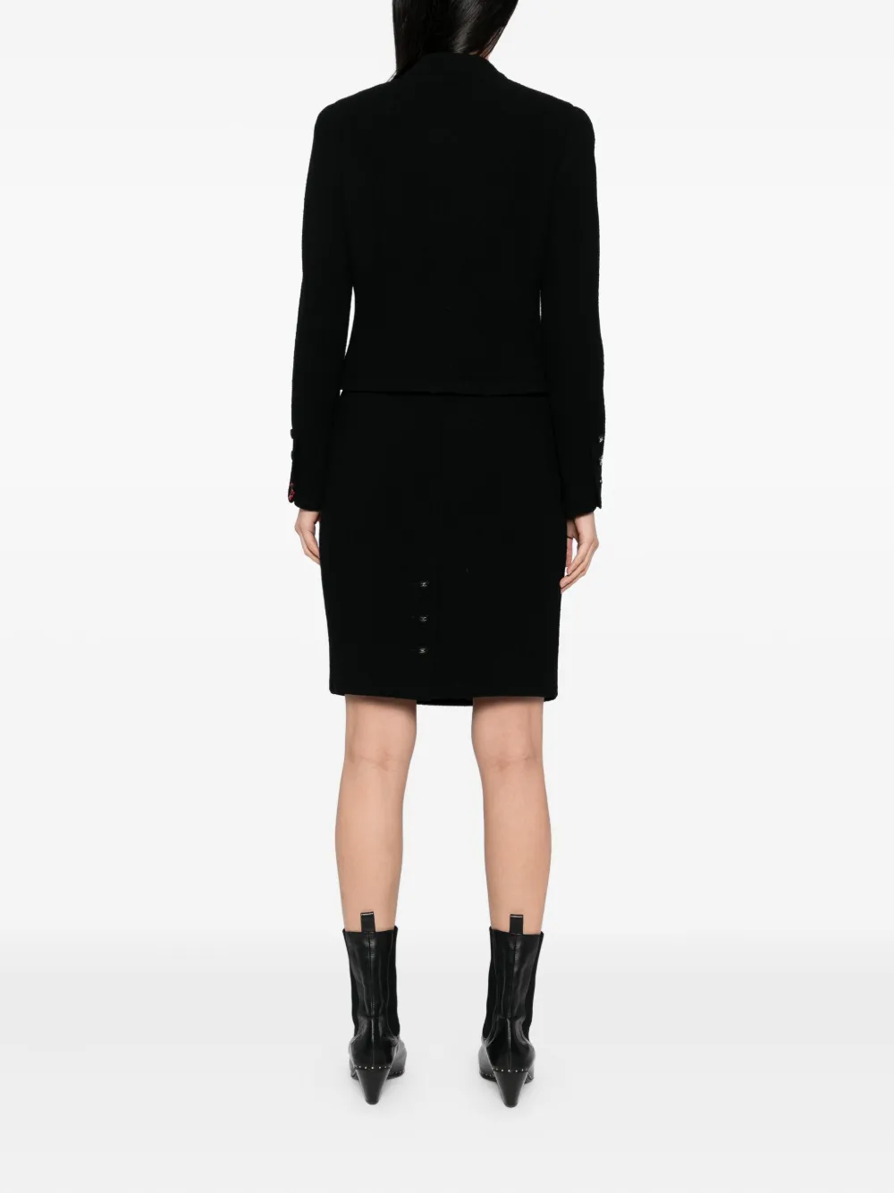 Pre-owned Chanel 1990-2000s Setup Suit Jacket Top Skirt In Black