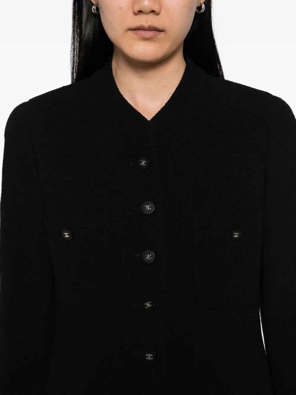 Pre-owned Chanel 1990-2000s Setup Suit Jacket Top Skirt In Black