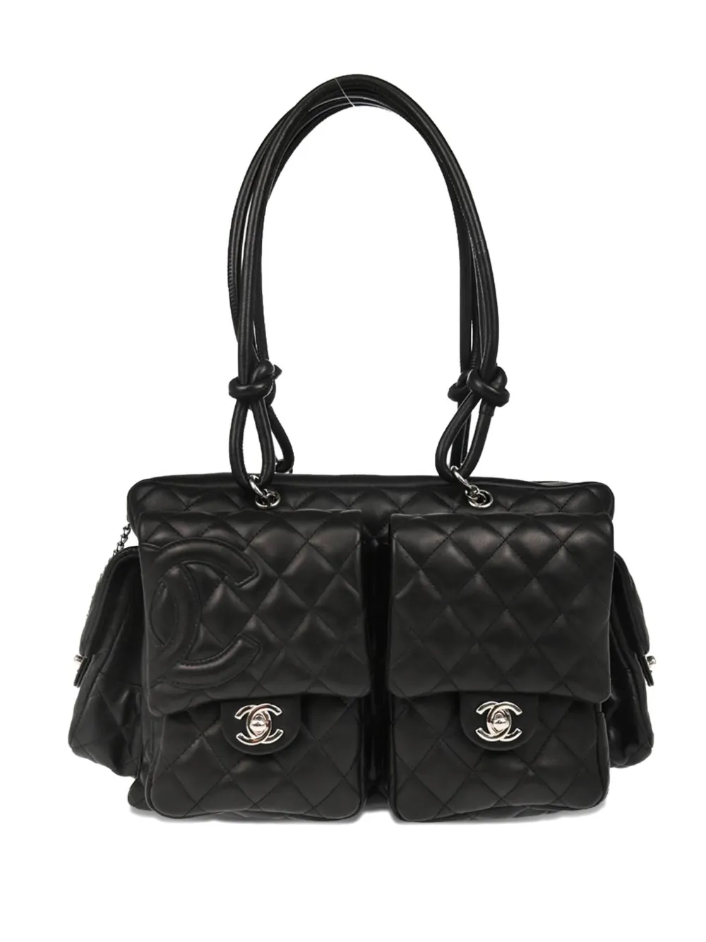 CHANEL Pre-Owned 2003 カンボン リポーターハンドバッグ - ブラック CHANEL Pre-Owned 2003 カンボン リポーターハンドバッグ - ブラック