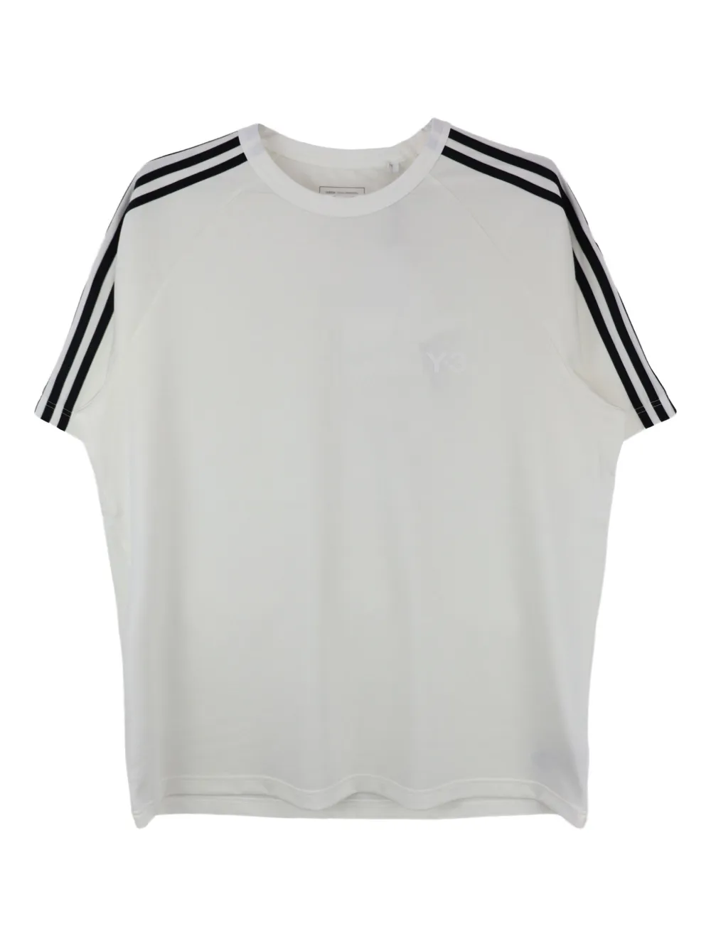 Y-3 T-shirt met drie strepen en korte mouwen Wit