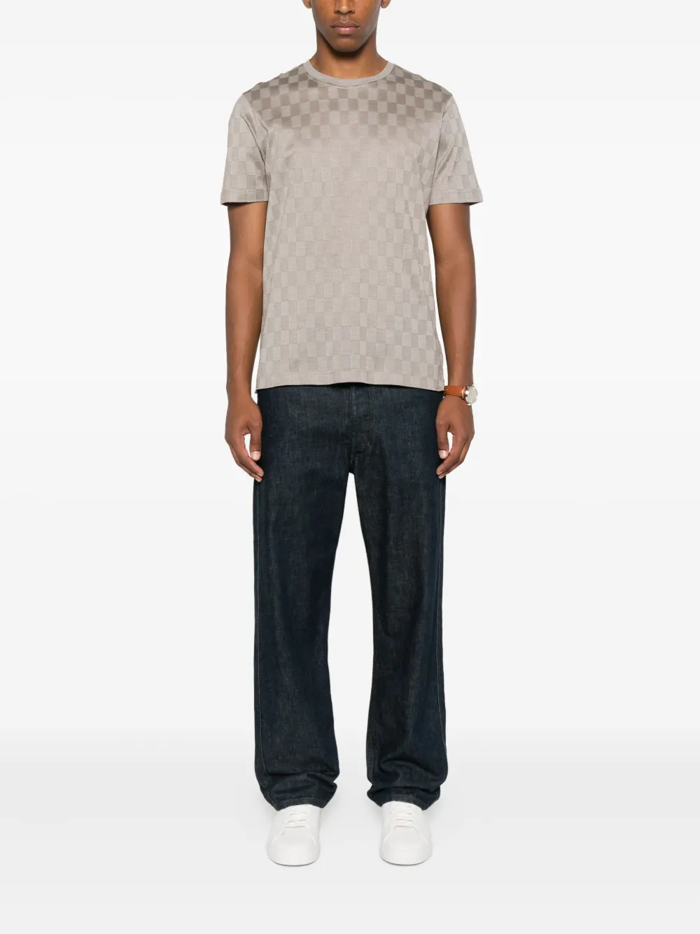 Paul & Shark checked cotton T-shirt Grijs