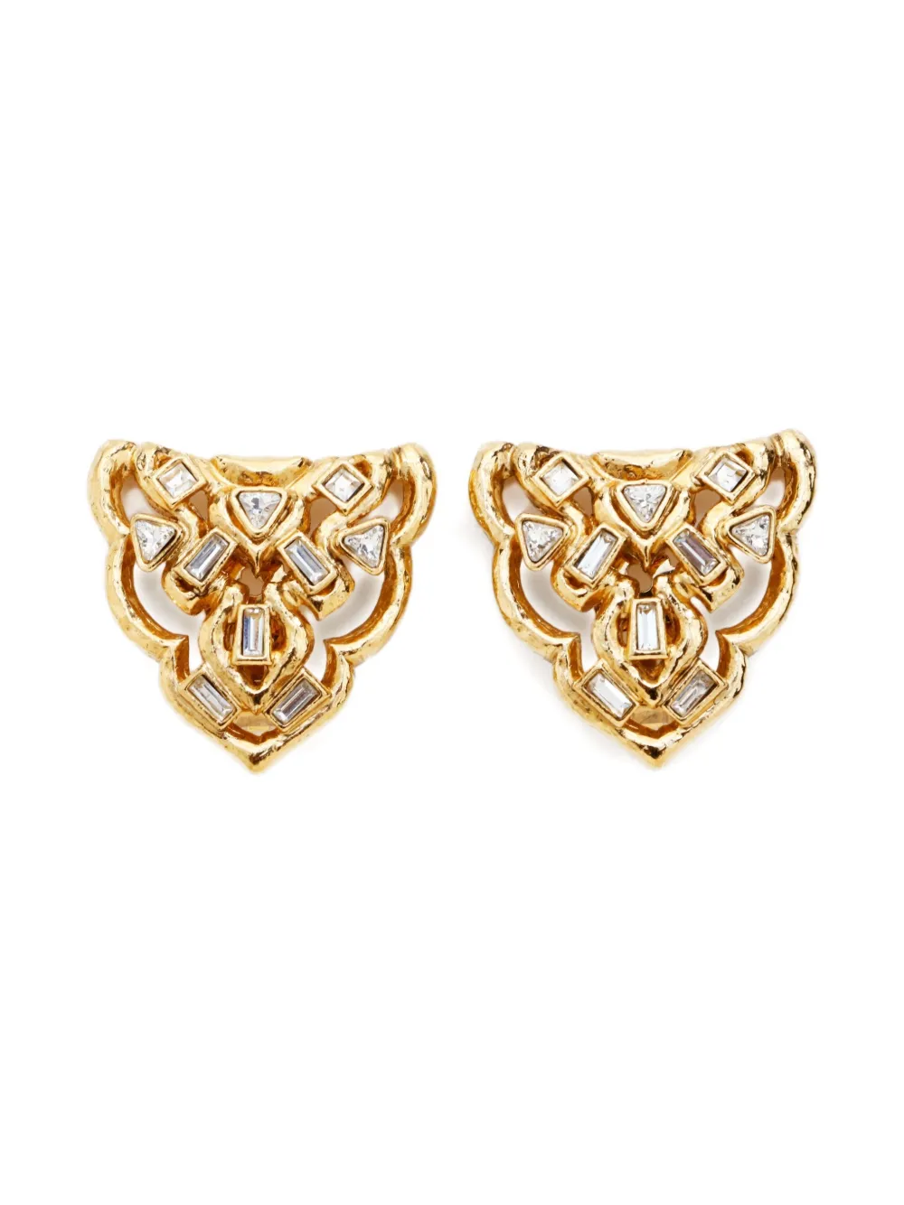 1980-2000s rhinestone gold earrings