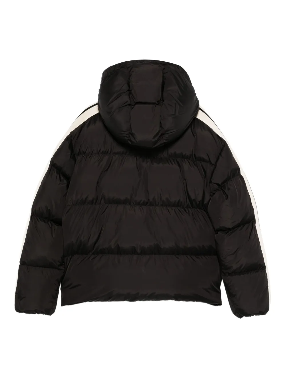 Palm Angels Kids hooded stripe-detail puffer jacket Zwart