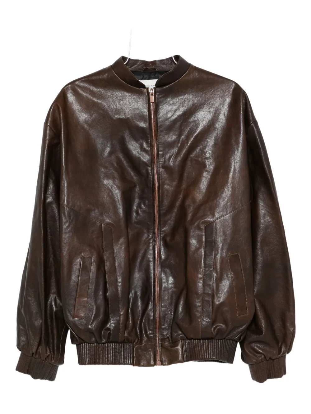 Magda Butrym zip-front leather bomber jacket - ブラウン Magda Butrym zip-front leather bomber jacket - ブラウン