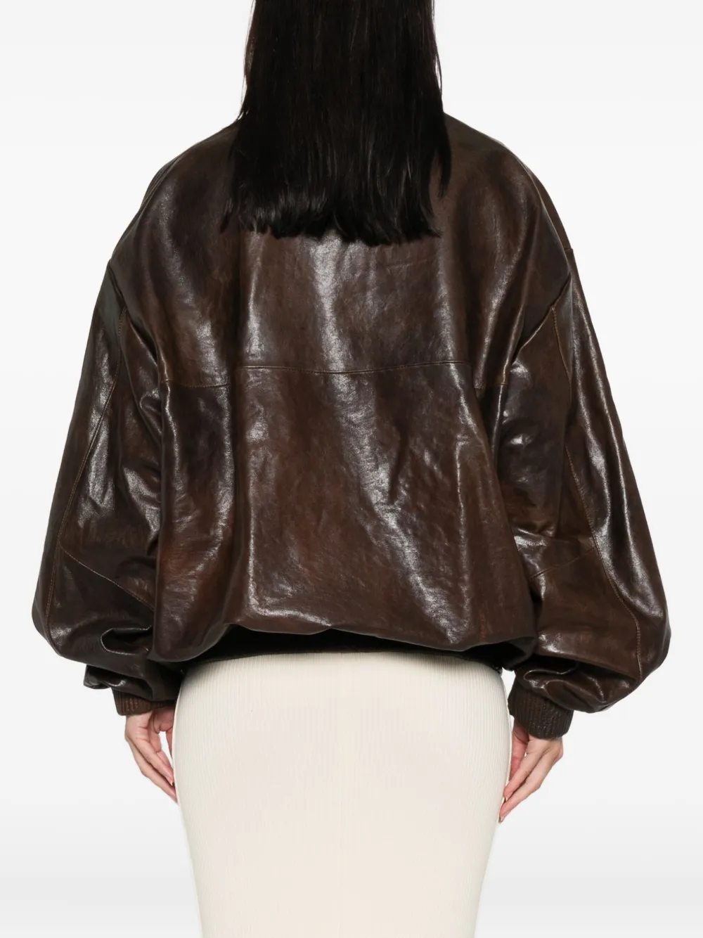 Magda Butrym zip-front leather bomber jacket Bruin