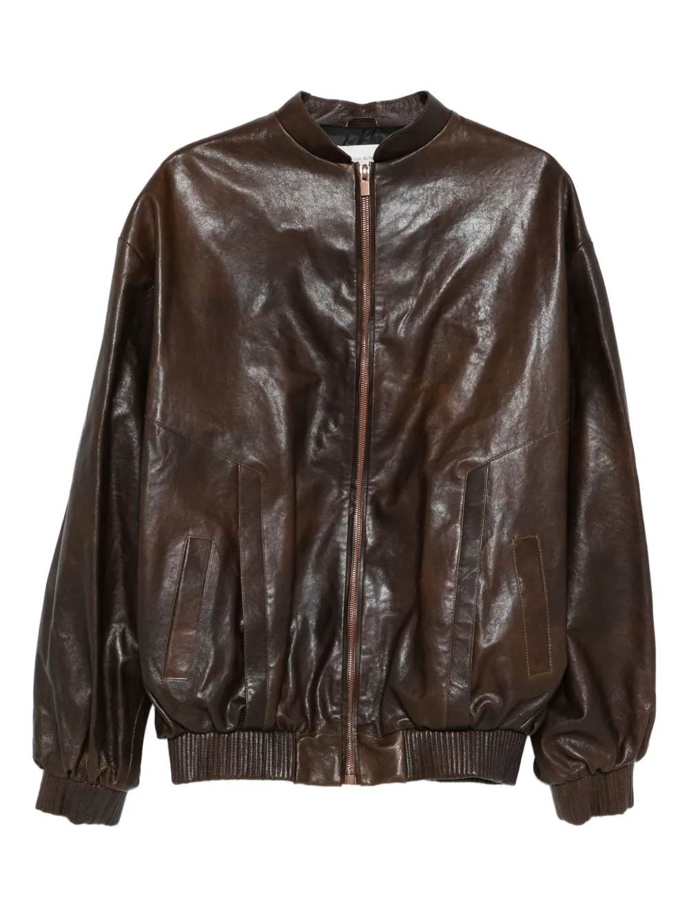 Magda Butrym zip-front leather bomber jacket Bruin