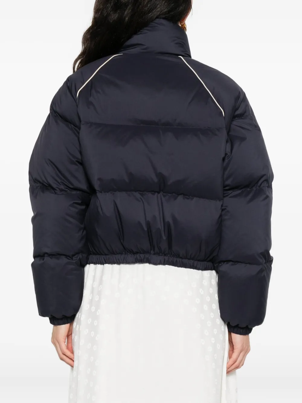 Miu panelled cropped puffer jacket Blauw