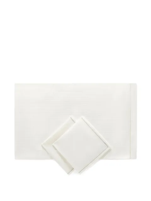 Brunello Cucinelli herringbone-striped linen runner napkins set