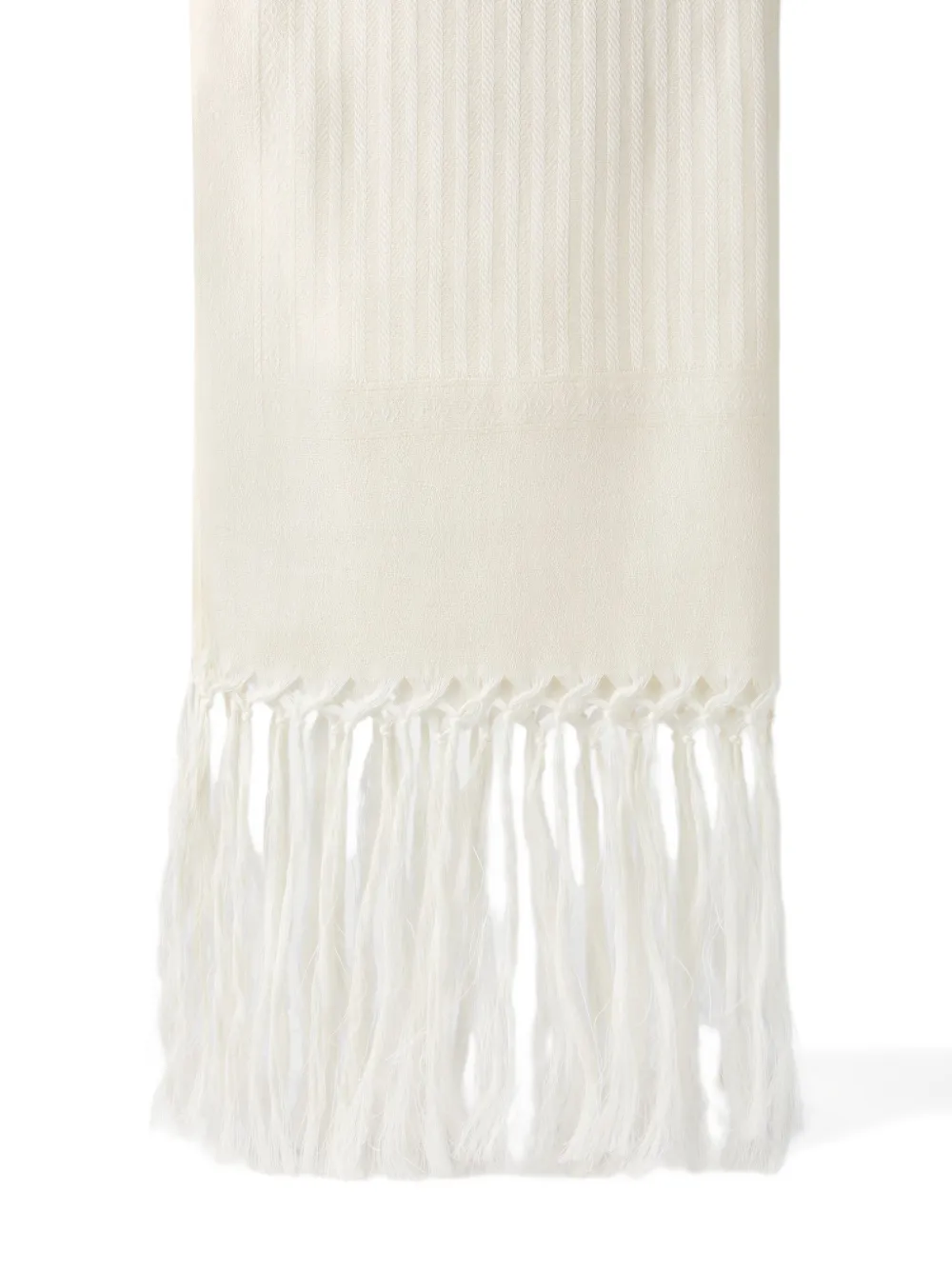 Brunello Cucinelli Chevron Fringe Towel (70cm X 170cm) In Neutral