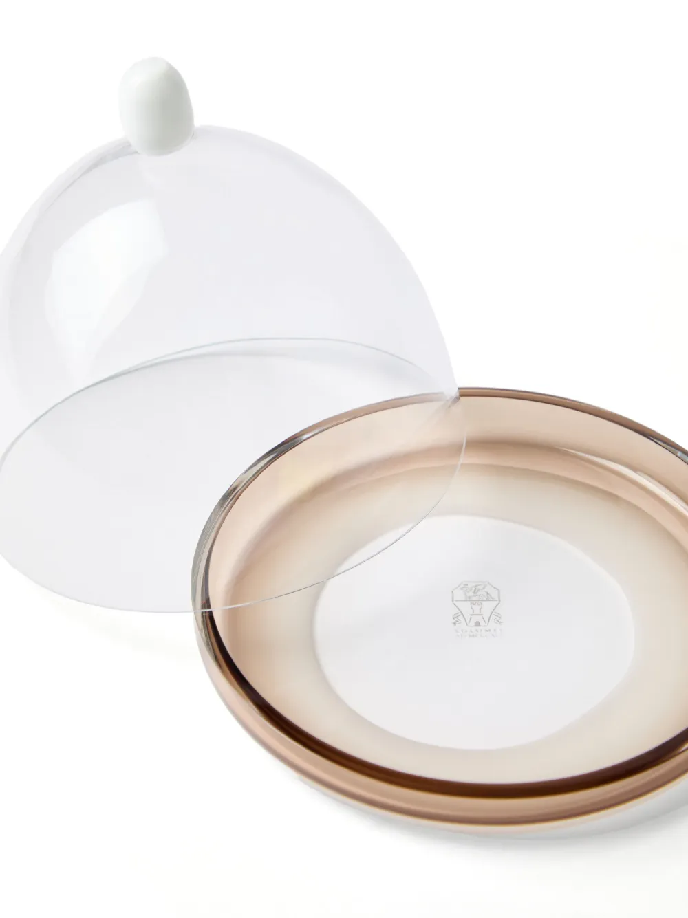 Brunello Cucinelli Murano Glass Dome Plate Set (15 Cm) In Brown