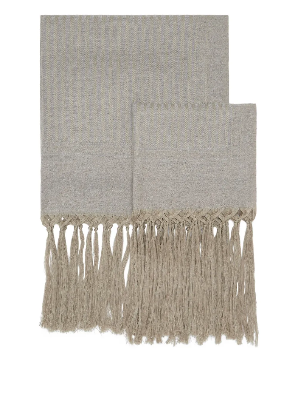 Brunello Cucinelli chevron fringe towels (120cm x 70cm) (set of two) | Neutrals | Image 1