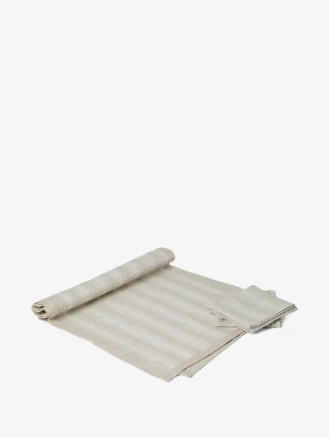 Brunello Cucinelli set de tres servilletas y mantel con motivo de rayas