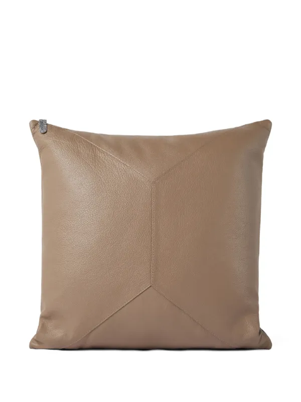 Brunello Cucinelli レザークッション 40cm x 40cm | ブラウン