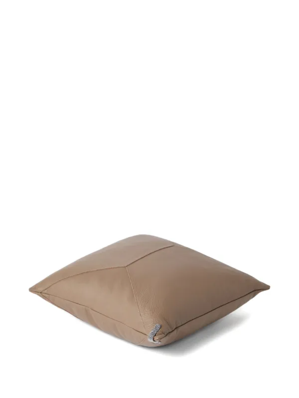 【タグあり】ブルネロクチネリ　クッション Brunello Cucinelli レザークッション 40cm x 40cm | ブラウン