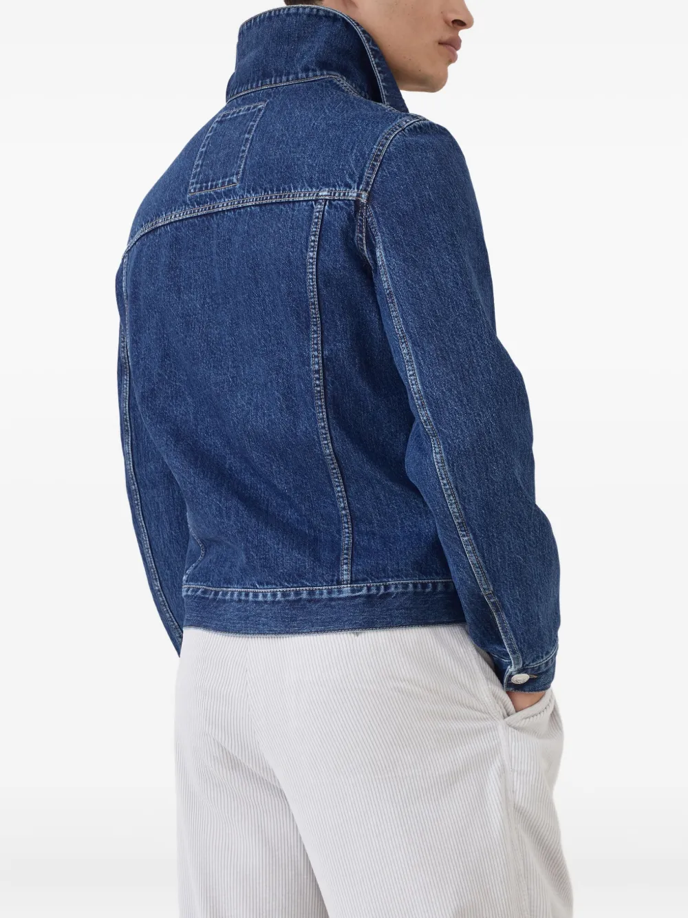 Brunello Cucinelli zip-fastening patch-pocket denim jacket Blauw
