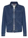 Brunello Cucinelli zip-fastening patch-pocket denim jacket - Blue