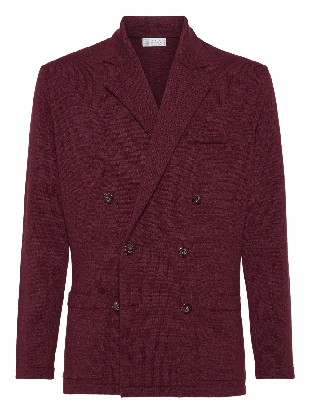 Brunello Cucinelli double-breasted knitted blazer Rood
