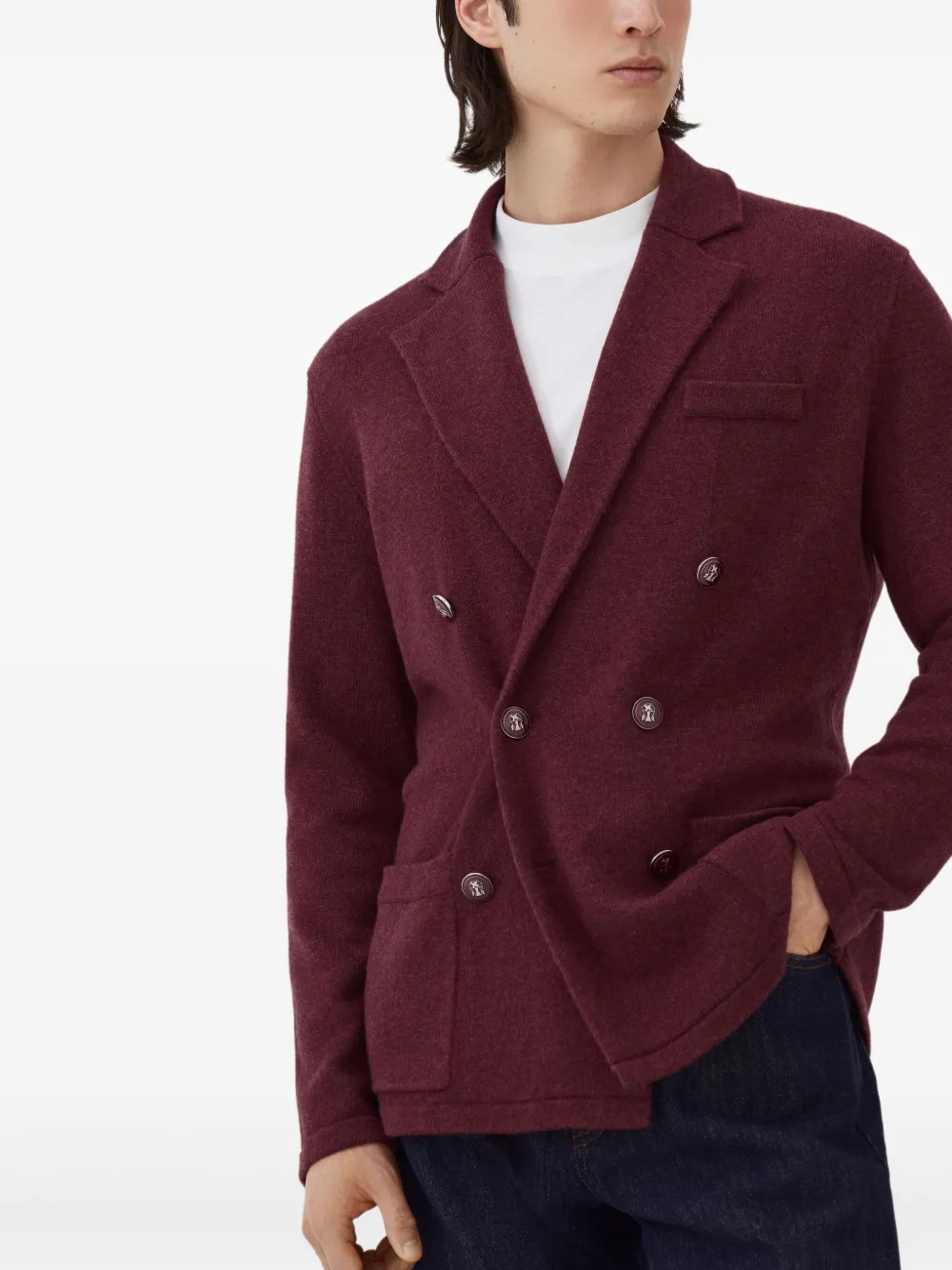 Brunello Cucinelli ニット ダブルジャケット | レッド