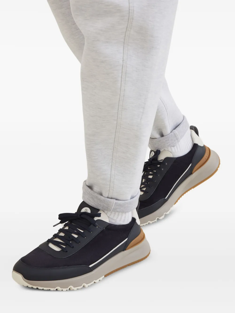 Brunello Cucinelli lace-up suede sneakers Blue