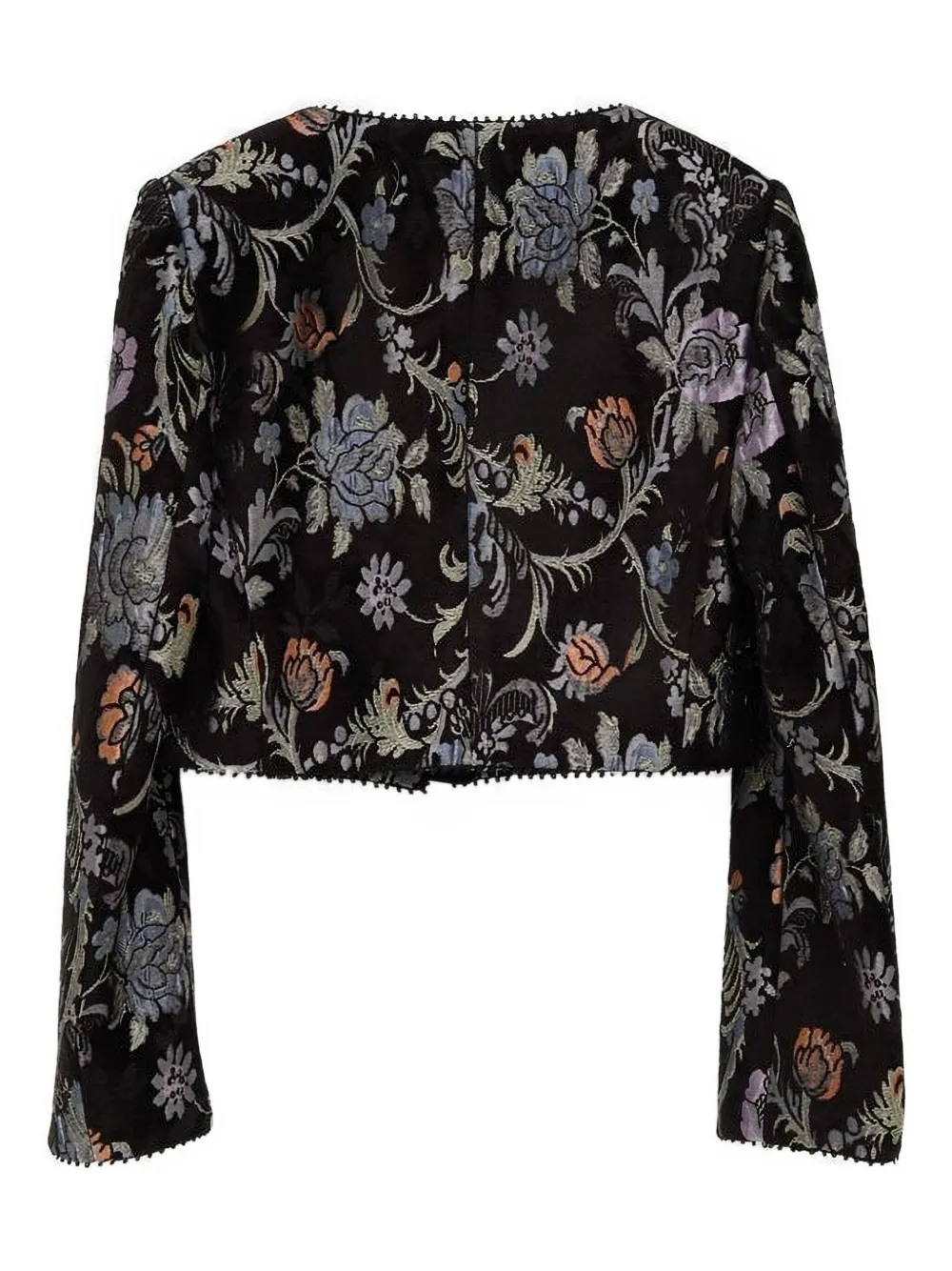 Chloé Cropped Floral-jacquard Jacket In Black