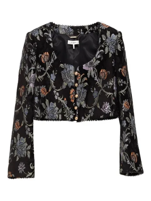 Chloé floral-brocade cropped jacket