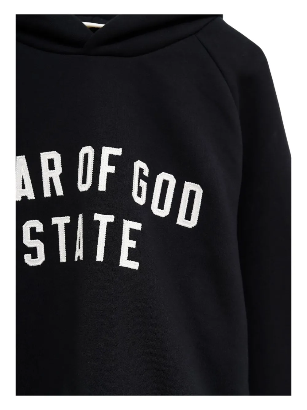 Essentials Womens Jet Black Brand-patch Raglan-sleeves Cotton-blend Hoody Xs In Black