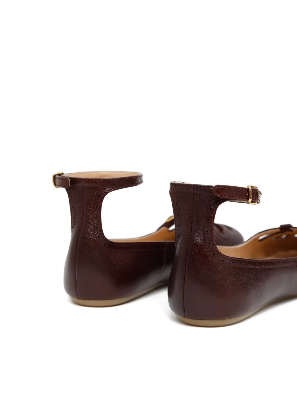 Chloé Ankle-strap Perforated Ballet Flats In Brown