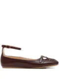Chloé ankle-strap perforated ballet flats - Brown
