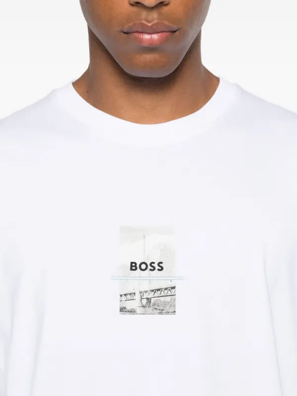 【関税込み】BOSS ホワイト リラックスフィット Tシャツ BOSS - リラックスフィット Tシャツ ストレッチコットン